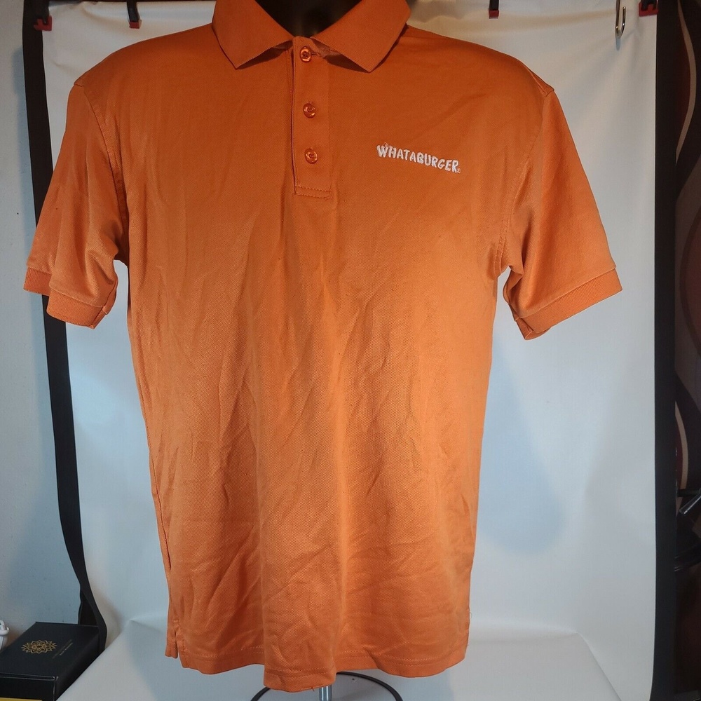 Whataburger Uniform Employee Embroidered Orange Polo Short Sleeve Small Shirt